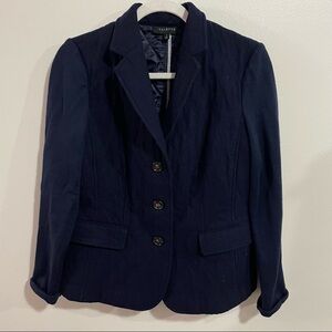 Talbots navy blue wool blend blazer jacket 8